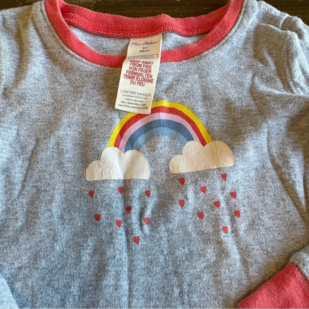 Mini Boden Cloud Rainbow Pajamas Toddler Girl Long Sleeve 3Y 3T Pink Blue